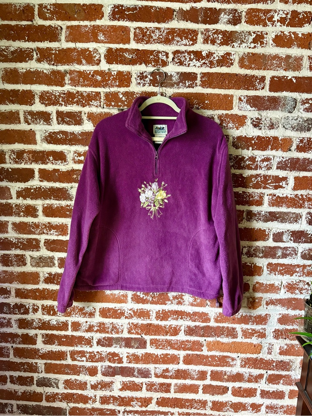 Vintage Northern Reflections Purple Quarter Zip With Flowers